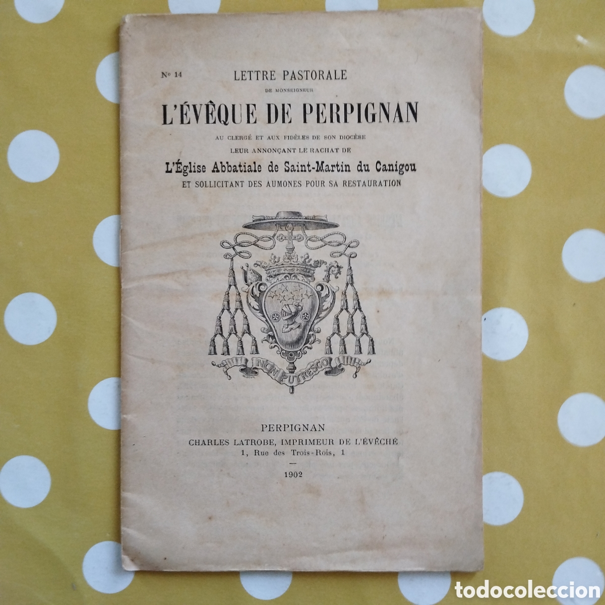 Libros antiguos: CARTA PASTORAL BISBE PERPINY&Agrave; COMPRA SANT MART&Iacute; CANIG&Oacute; JML CARSALADE DU PONT A ANTON BUSQUETS PUNSET