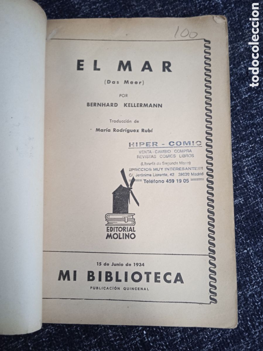 Libros antiguos: EL MAR. / B. KELLERMANN. - MI BIBLIOTECA. -ED. EDITORIAL MOLINO, 1934. - Foto 2
