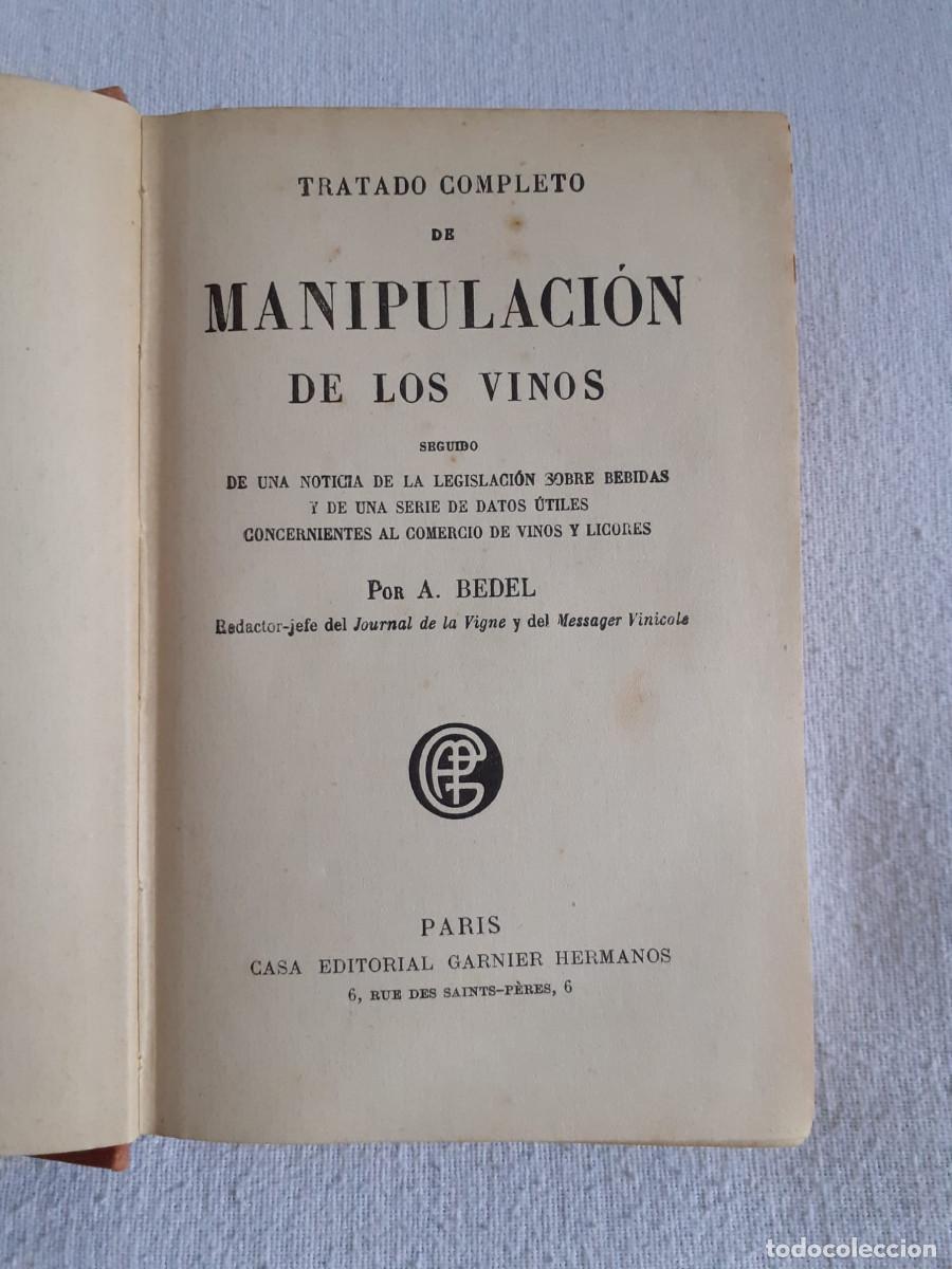Libros antiguos: Manipulaci&oacute;n de los Vinos. Ed. Garnier - Foto 5