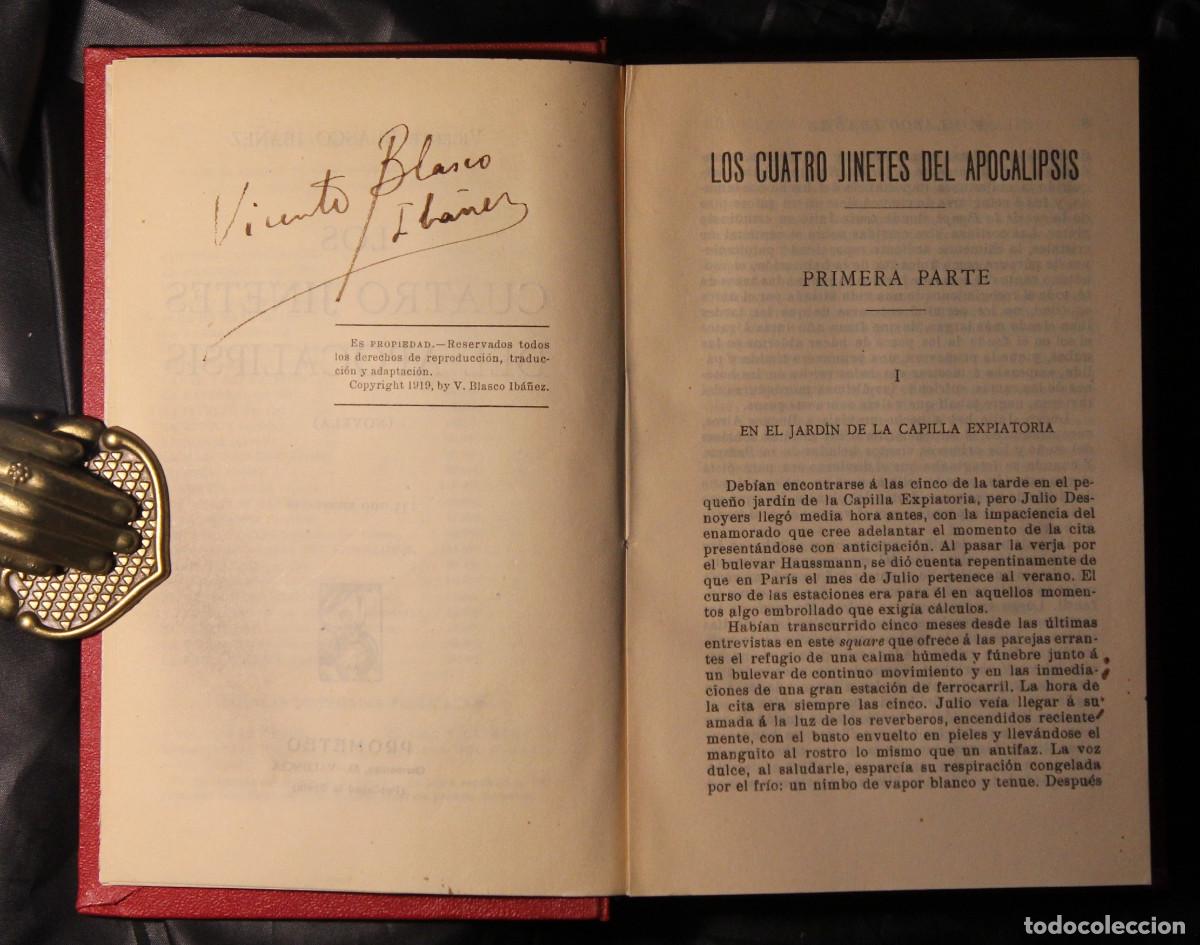 Libros antiguos: Vicente Blasco Ib&aacute;&ntilde;ez - Los cuatro jinetes del Apocalipsis 1919 - Firmado