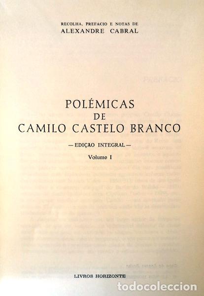 Libros antiguos: CABRAL. (Alexandre) - POL&Eacute;MICAS DE CAMILO.