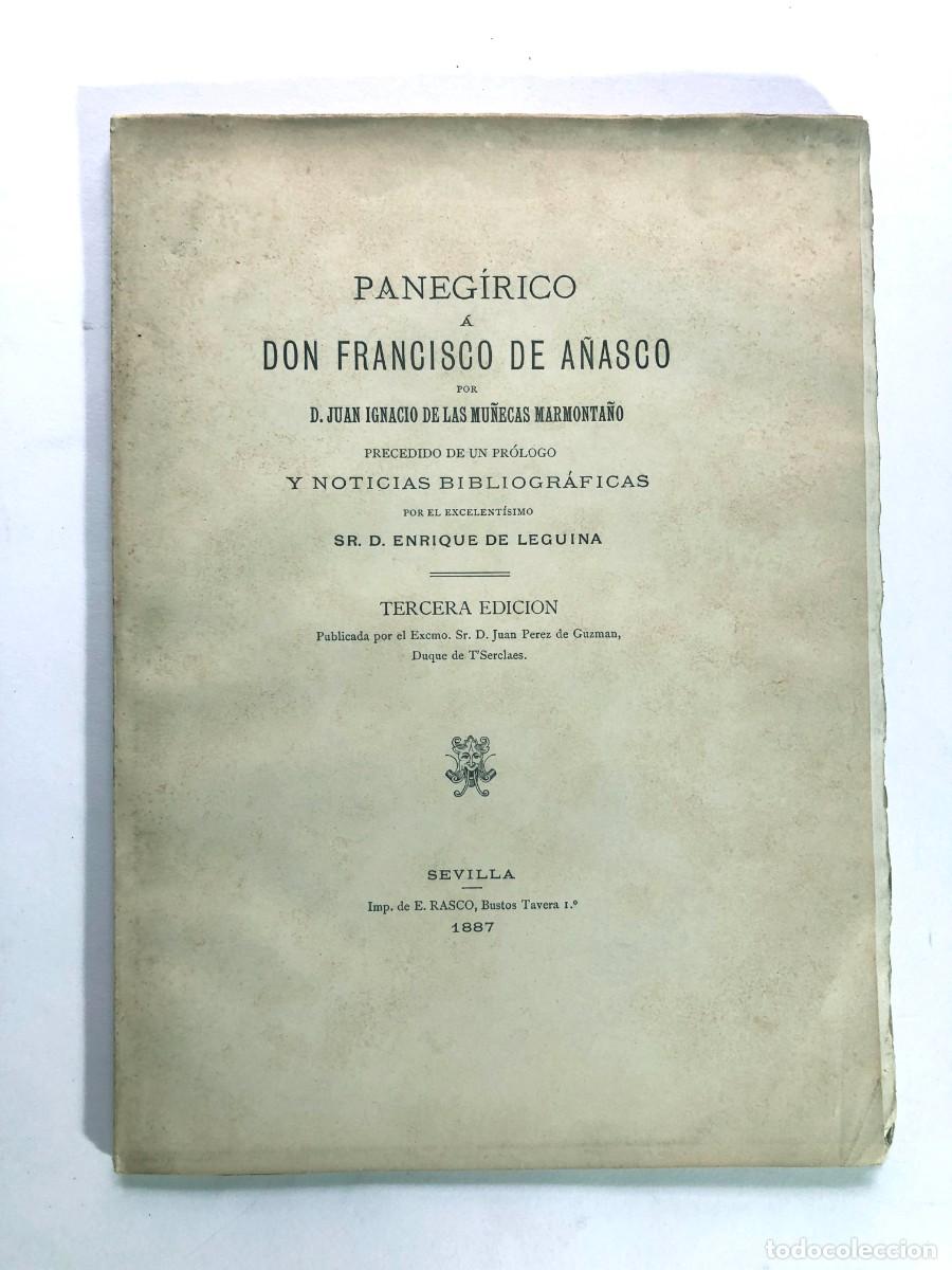 Libros antiguos: CABALLEROS Y MAESTROS ESPADEROS / PANEG&Iacute;RICO a Don Francisco de A&ntilde;asco. SEVILLA 1887