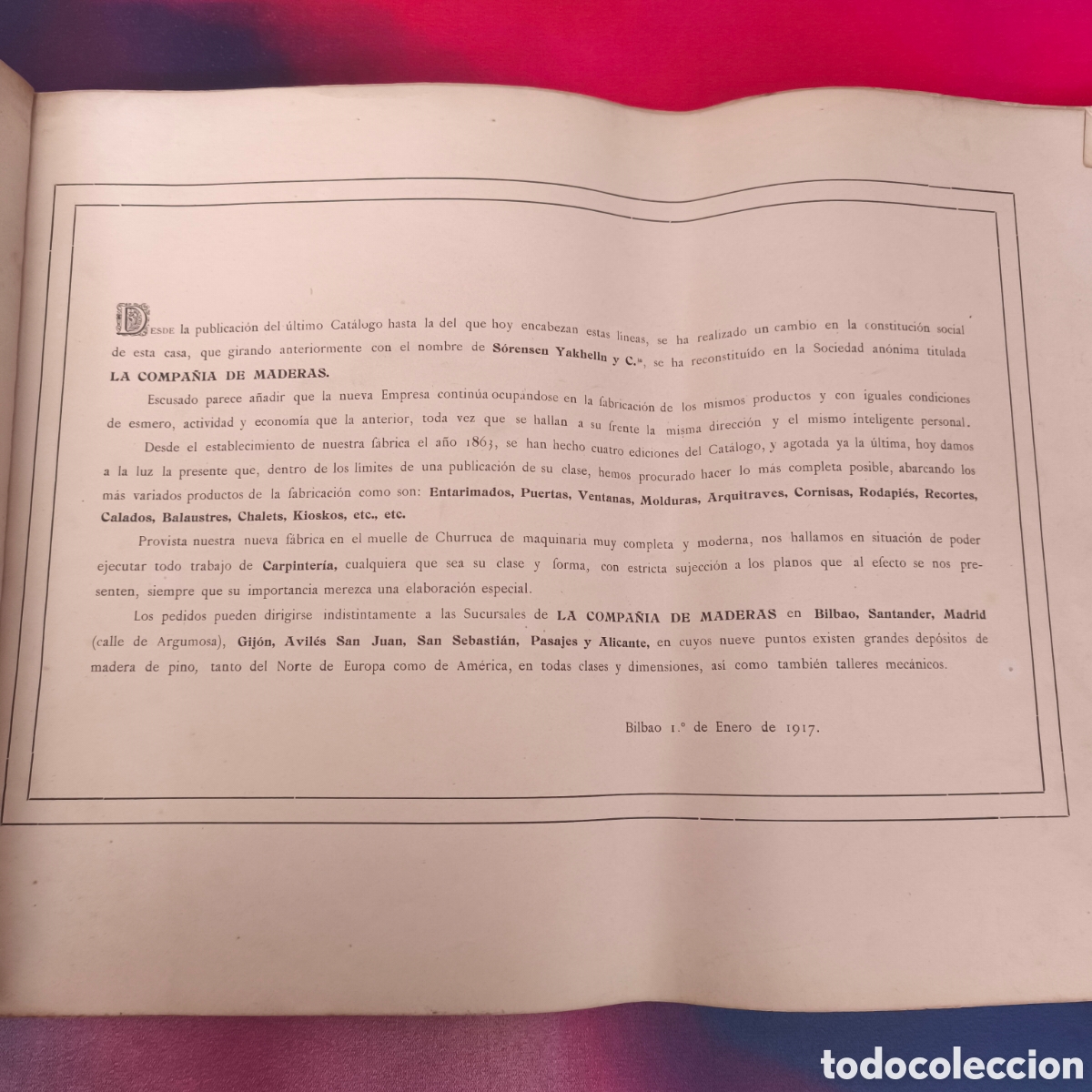 Libros antiguos: Cat&aacute;logo Antiguo Compa&ntilde;&iacute;a de Maderas 1917 - Foto 2