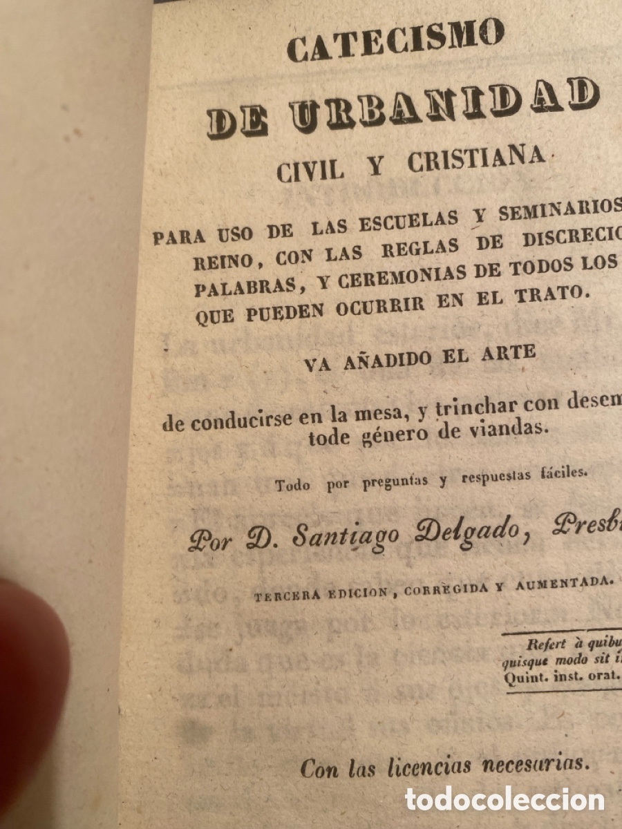 Antiquarische B&uuml;cher: SANTIAGO DELGADO: - CATECISMO Y URBANIDAD CIVIL Y CRISTIANA PARA USO ... (BARCELONA,c.1820)