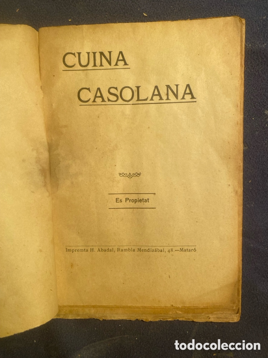 Antiquarische B&uuml;cher: ANONIMO: - CUINA CASOLANA - (MATAR&Oacute;, S.A.)