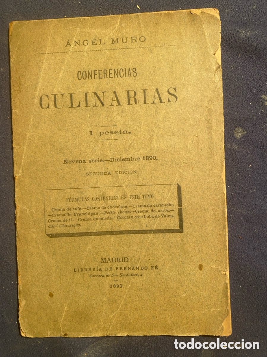 Antiquarische B&uuml;cher: ANGEL MURO: - CONFERENCIAS CULINARIAS. NOVENA SERIE (1891)