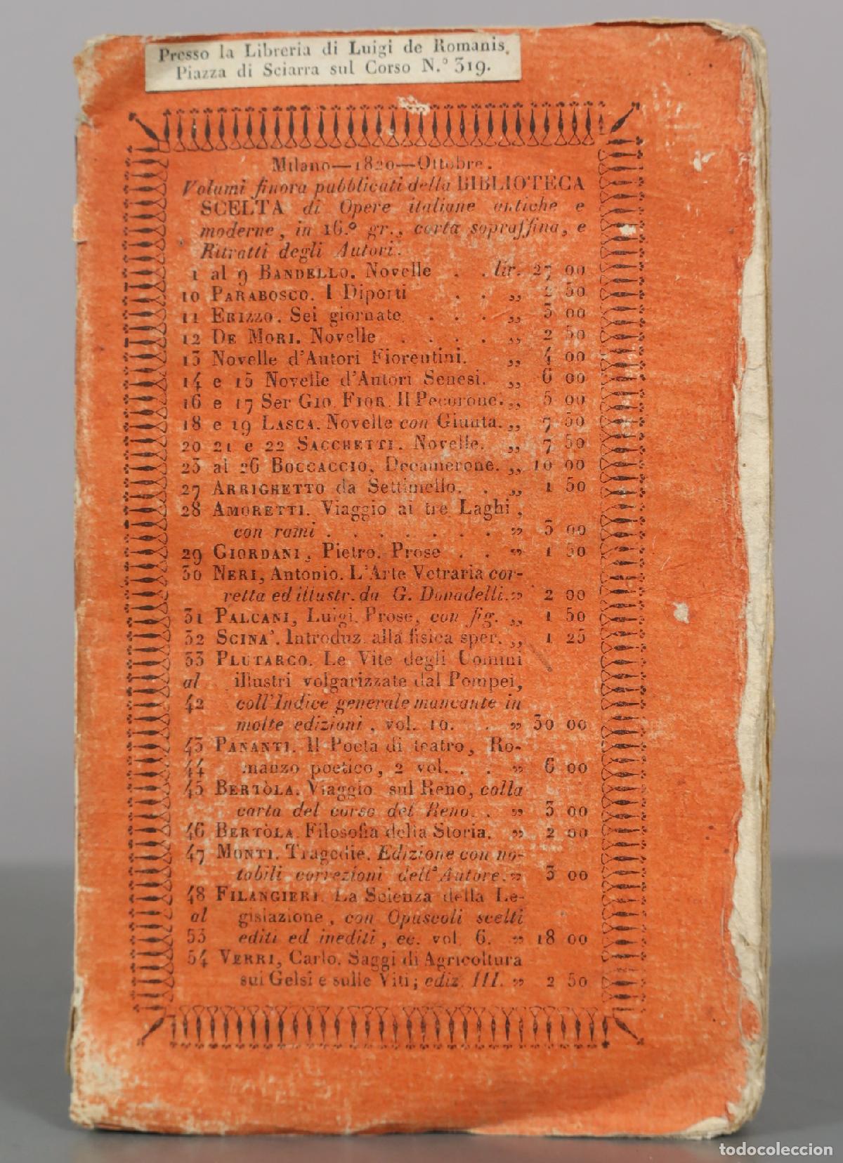 Libros antiguos: Il Pecorone - Ser Giovanni Fiorentino. VOL I 1815