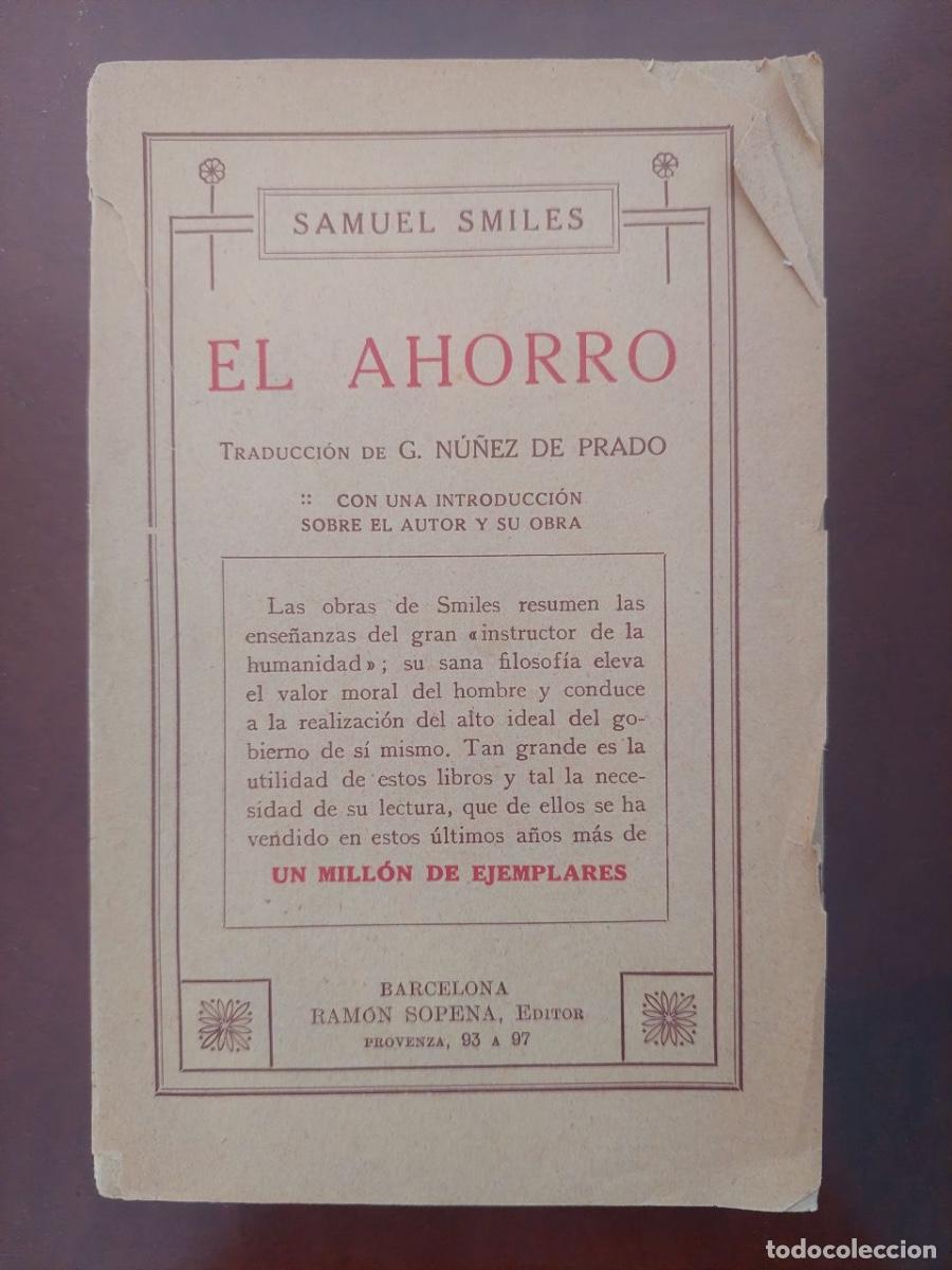 Libros antiguos: El Ahorro - Samuel Smiles. Ram&oacute;n Sopena. Barcelona, s/f