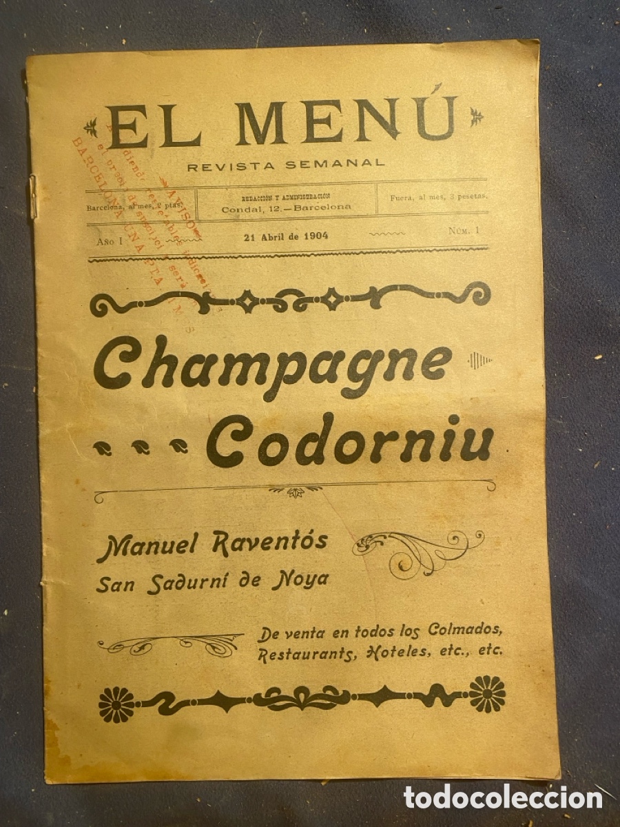 Antiquarische B&uuml;cher: - EL MENU (REVISTA SEMANAL) A&Ntilde;O 1 N&Uacute;MERO 1- (BARCELONA, 21 ABRIL 1904)