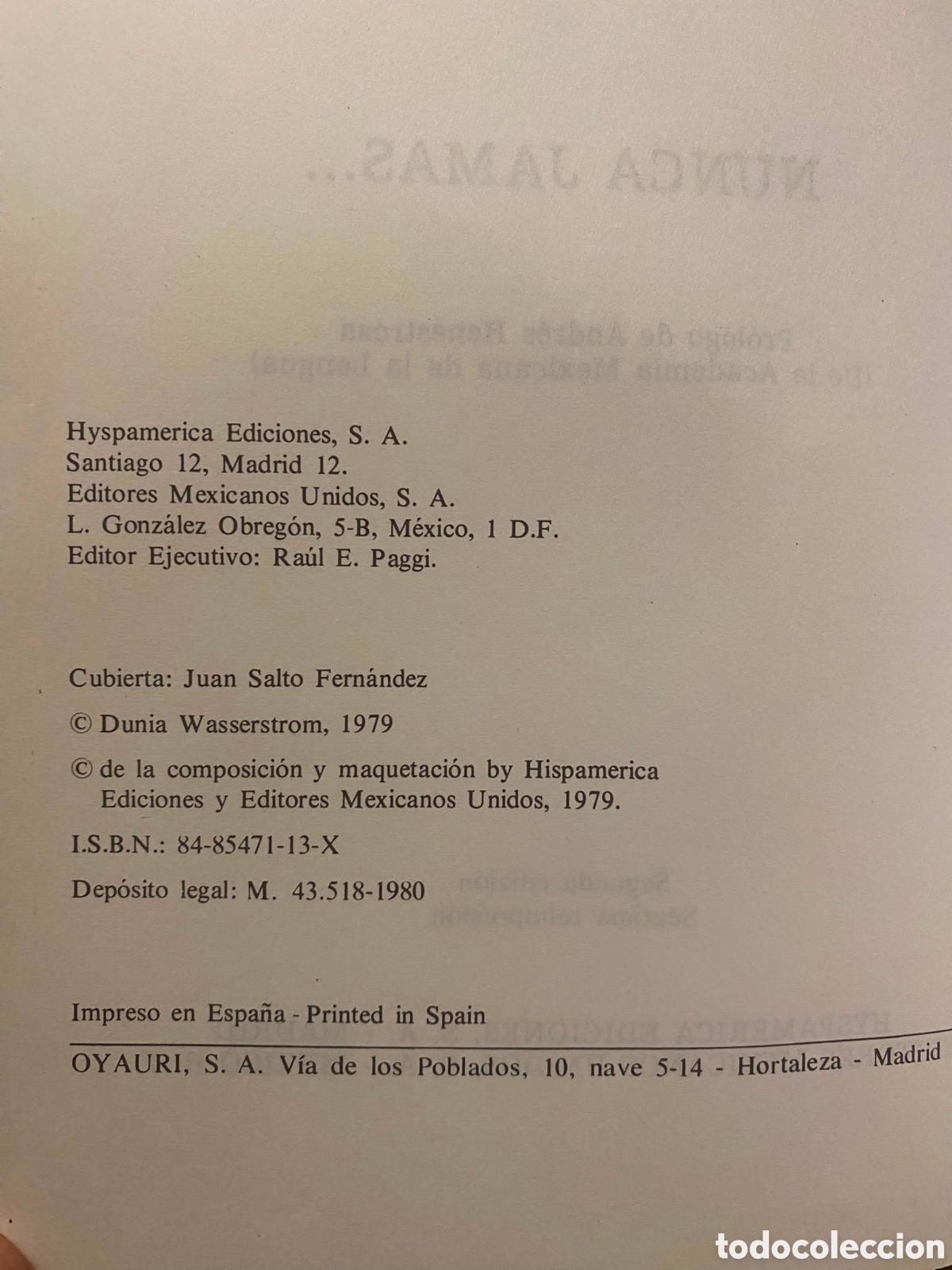 Libros antiguos: Dunia wasserstrom. Nunca jam&aacute;s... - Foto 4