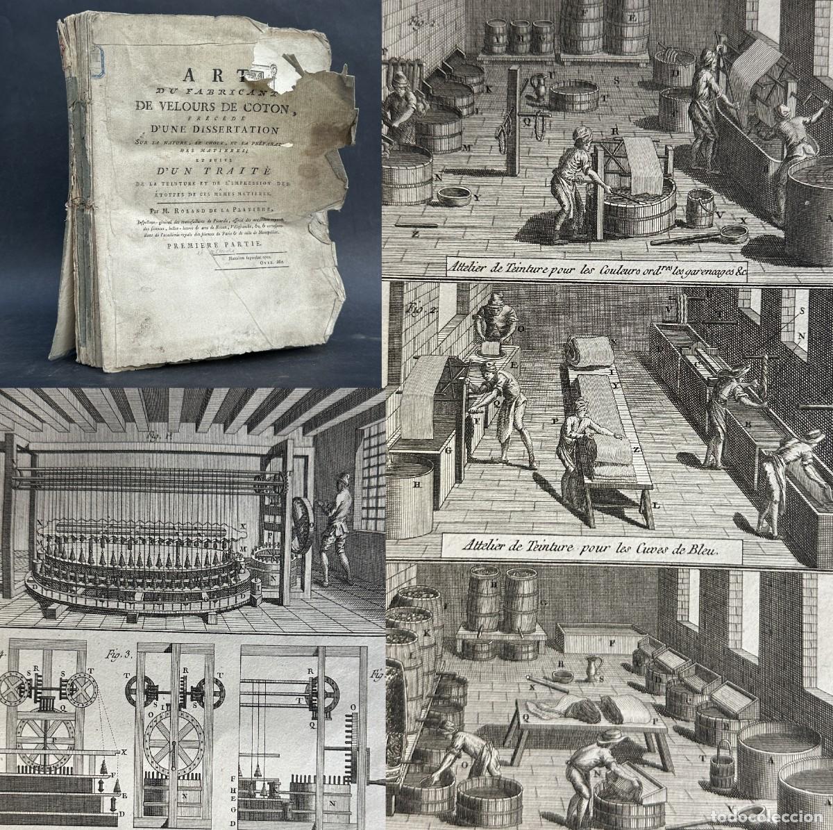 Libros antiguos: SIGLO XVIII &ndash; ARTE DE FABRICAR TERCIOPELO DE ALGOD&Oacute;N &ndash; 11 L&Aacute;MINAS GRABADAS - ILUSTRACIONES