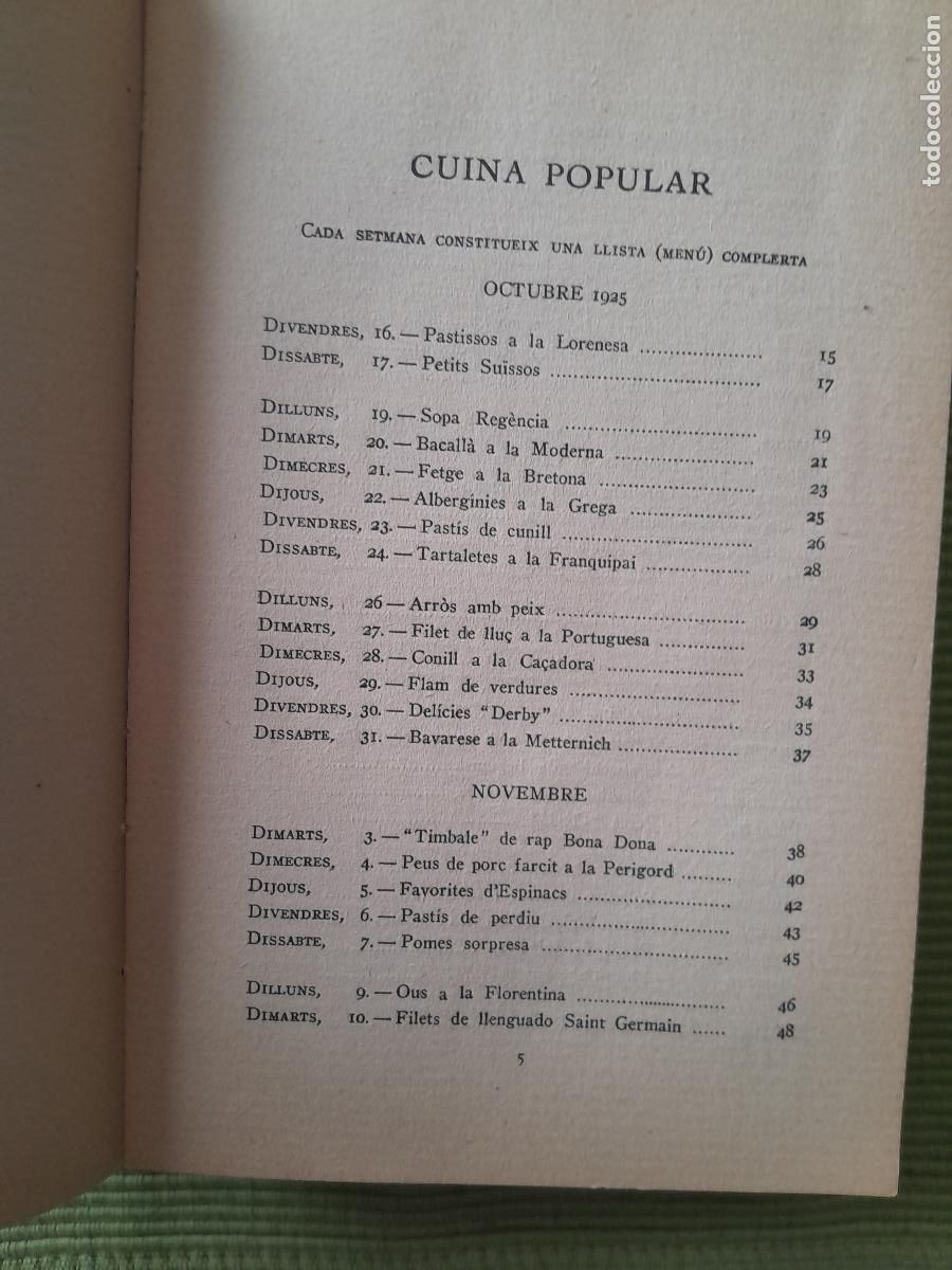 Libros antiguos: CLASSES DE CUINA. CURS 1925-1926. JOSEP RONDISSONI. - Foto 5