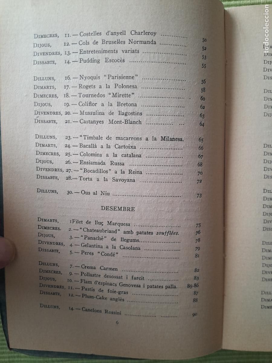 Libros antiguos: CLASSES DE CUINA. CURS 1925-1926. JOSEP RONDISSONI. - Foto 6