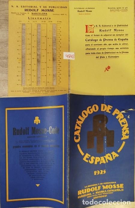 Libros antiguos: 'CATALOGO DE PRENSA-ESPA&Ntilde;A' de 1925 editado por RUDOLF MOSSE. Raro ejemplar. Normal conservaci&oacute;n.