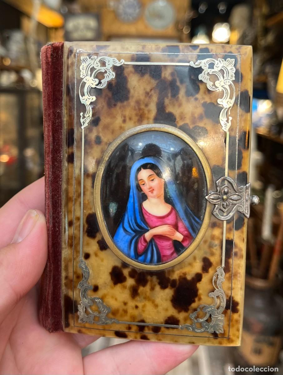 Libros antiguos: DEVOCIONARIO MISAL 1853 CAREY PLATA CIERRE CANTOS DORADOS MINIATURA VIRGEN ESMALTE