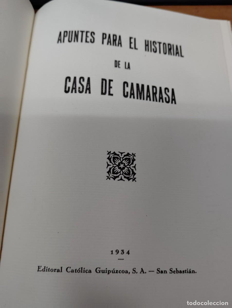Libros antiguos: APUNTES PARA EL HISTORIAL DE LA CASA DE CAMARASA. A&Ntilde;O 1934. ENCUADERNADO.