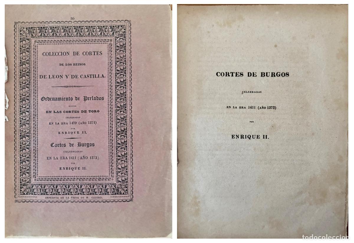 Old books: CORTES DE BURGOS- CELEBRADAS EN LA ERA- 1411 - A&Ntilde;O 1373 - ENRIQUE II- Ca. 1850- 60