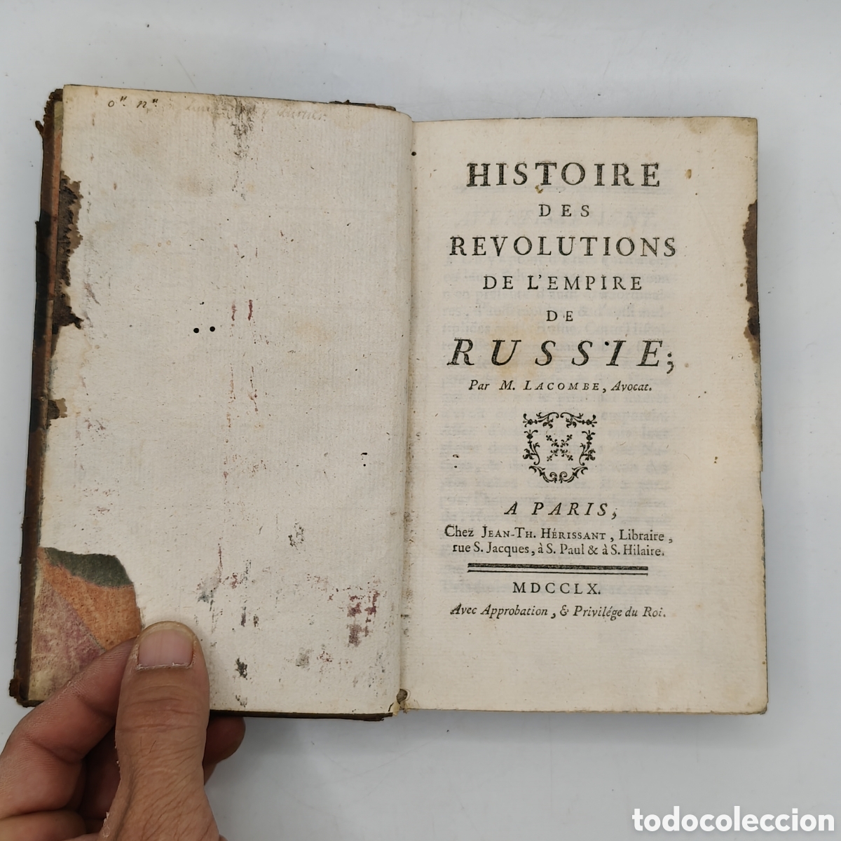 Libros antiguos: HISTOIRE DES R&Eacute;VOLUTIONS DE L'EMPIRE DE RUSSIE (1760) - J. LACOMBE. EDICI&Oacute;N ORIGINAL PAR&Iacute;S.