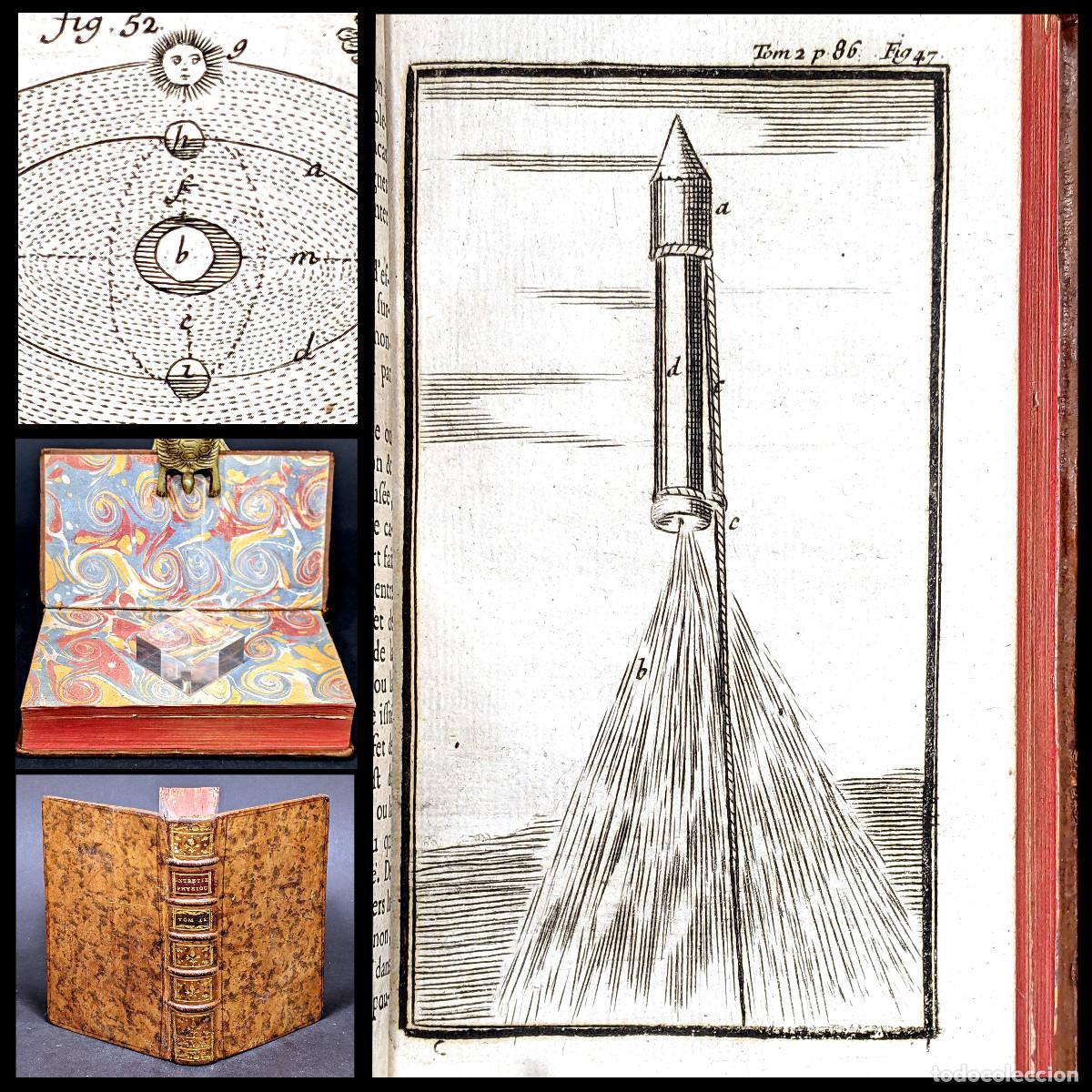 Livres anciens: A&ntilde;o 1755 Pirotecnia Fuegos artificiales P&oacute;lvora Cohetes Terremotos Experimentos de f&iacute;sica Grabados