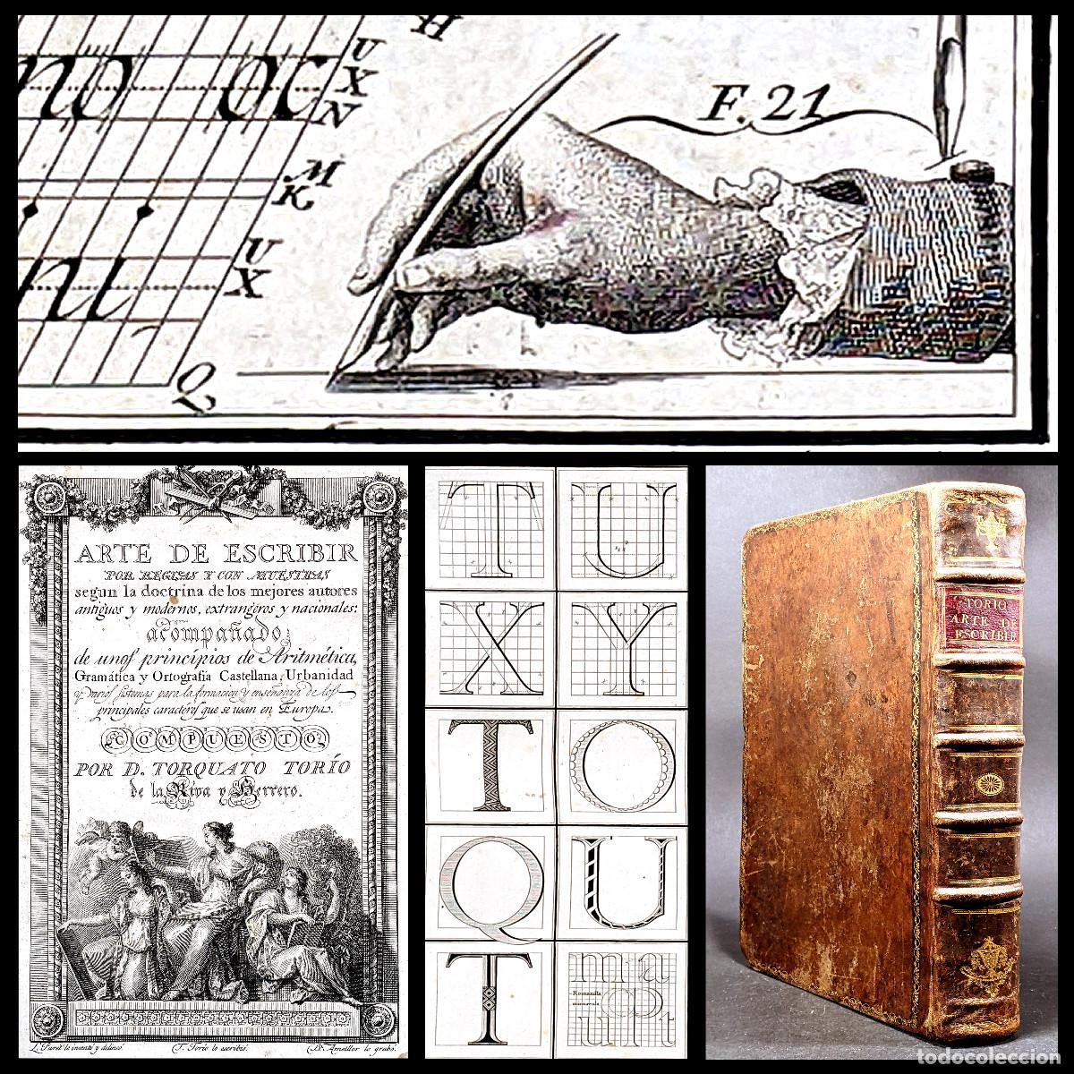 Livres anciens: A&ntilde;o 1798 Primera edici&oacute;n El arte de escribir por reglas y muestras 60 Grabados Castellano Pergamino