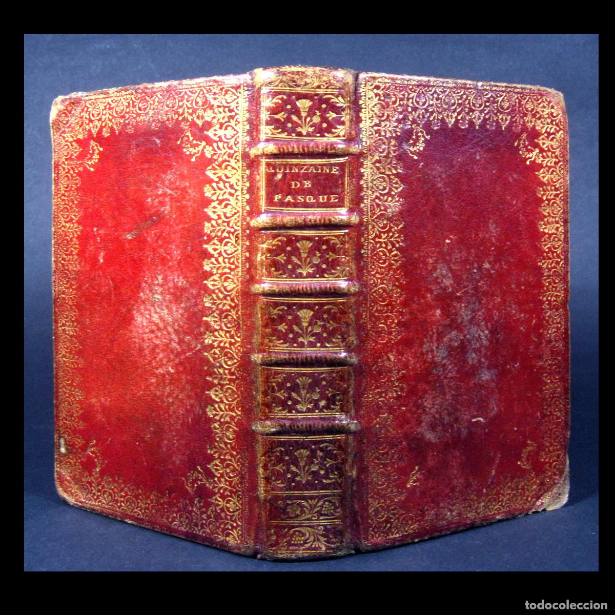 Libros antiguos: A&ntilde;o 1761 Encuadernaci&oacute;n de lujo en marroqu&iacute;n rojo hierros Dedicado a la reina 1 en el mundo Grabado