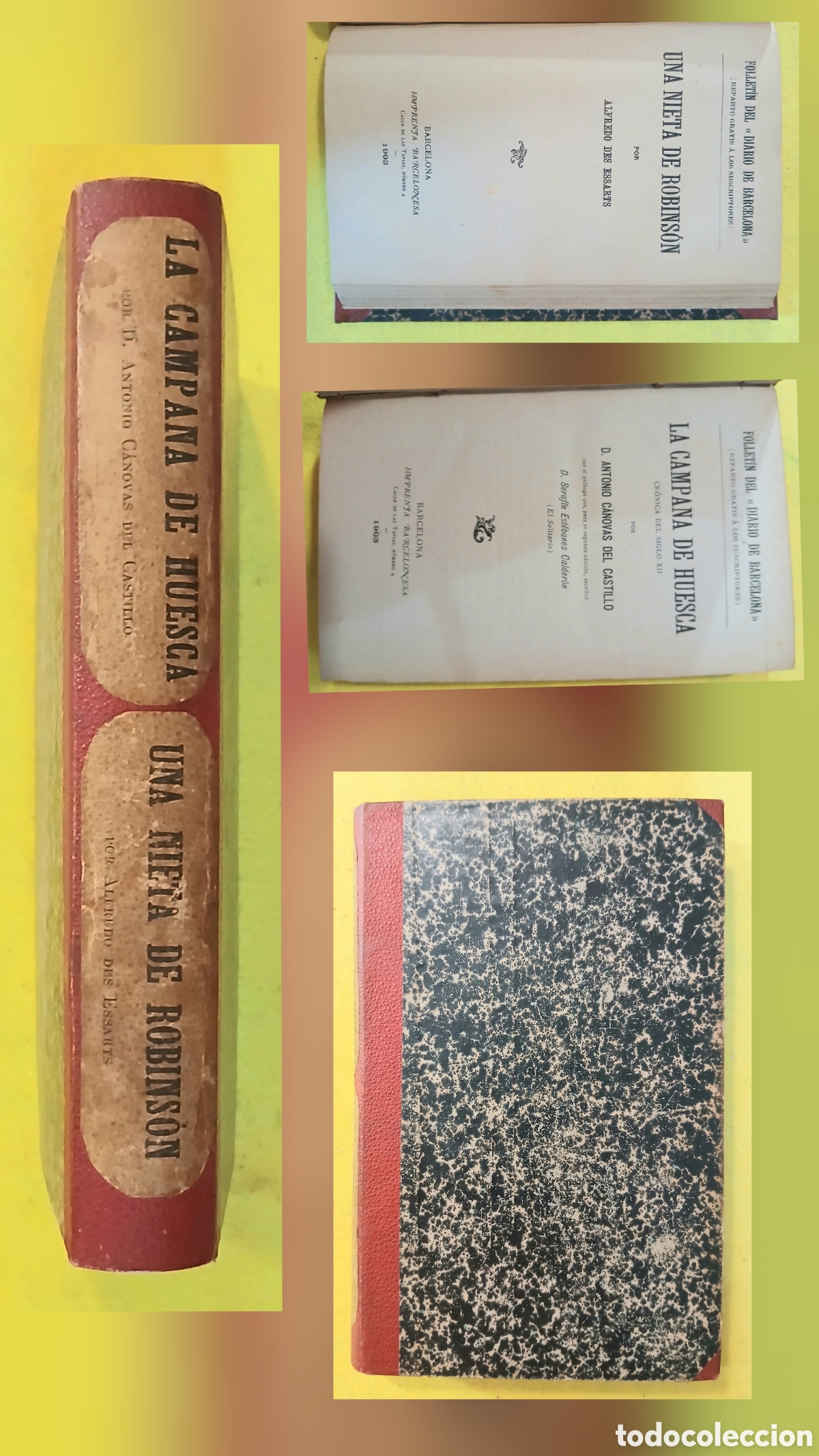 Libros antiguos: La campana de Huesca y una nieta de Robins&oacute;n
