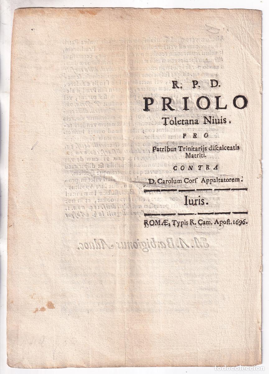 Libros antiguos: RARO IMPRESO SOBRE LA PROHIBICI&Oacute;N DE ALMACENAR Y COMERCIALIZAR NIEVE LOS TRINITARIOS EN MADRID. 1696