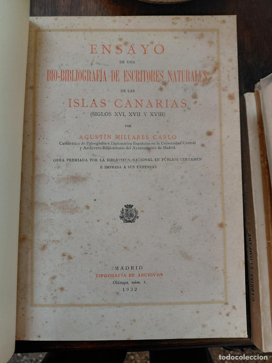 Antiquarische B&uuml;cher: ENSAYO DE UNA BIO BIBLIOGRAFIA DE ESCRITORES NATURALES DE LAS ISLAS CANARIAS. MIllares