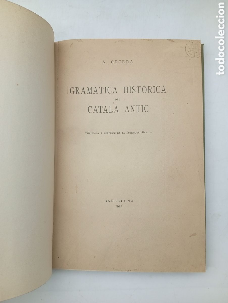 Libros antiguos: Gram&agrave;tica hist&ograve;rica catal&agrave; antic 1931 A Griera - Foto 2
