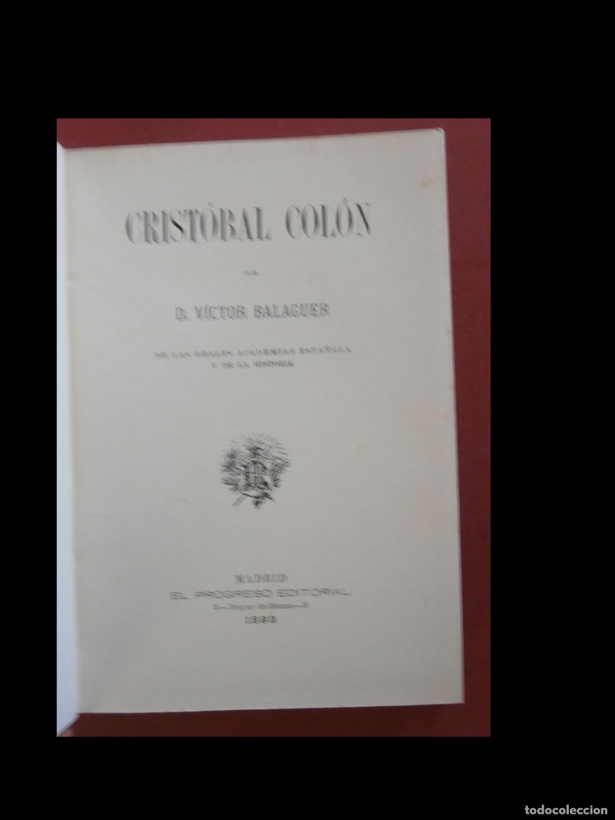 Libros antiguos: Cristobal Colon. Victor Balaguer - Foto 6
