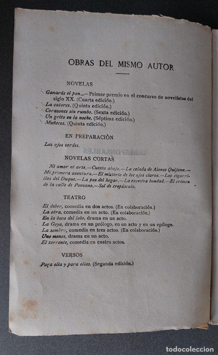Libros antiguos: Irresponsables, de Pedro Mata, a&ntilde;o 1921 - Foto 3