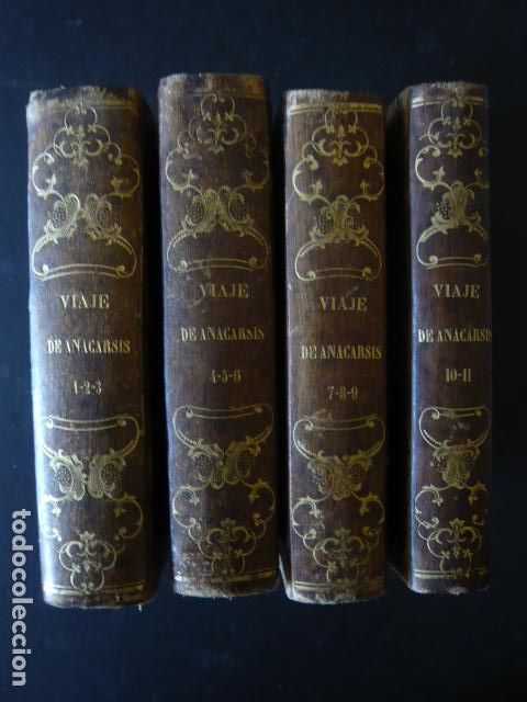 Libros antiguos: VIAJE DE ANACARSIS A LA GRECIA MADRID 1887 JUAN JACOBO BARTHELEMY 8 TOMOS EN 4 VOLUMENES