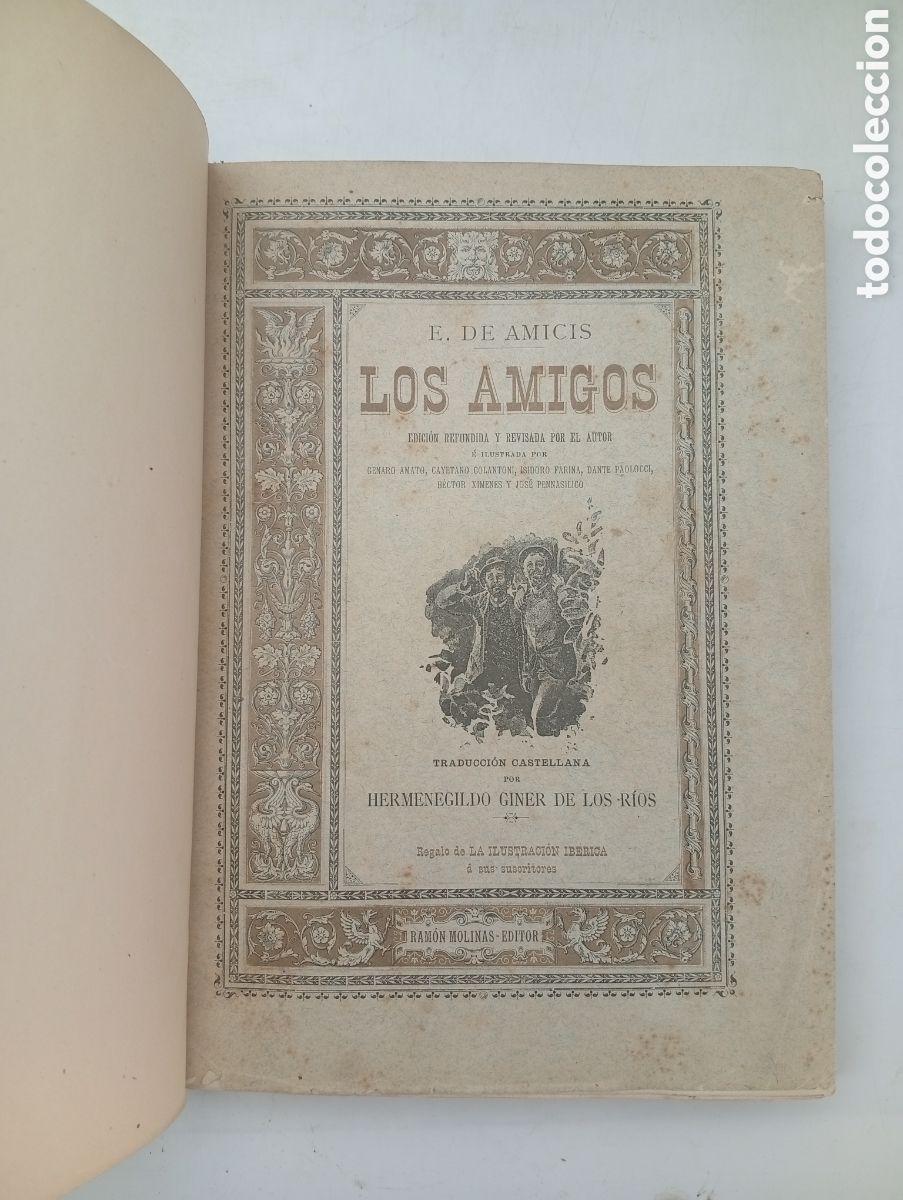 Libros antiguos: Los Amigos por E. Amicis finales XIX - Foto 2