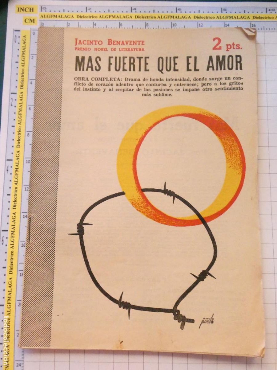 Libros antiguos: REVISTA LITERARIA NOVELAS Y CUENTOS 1095 A&Ntilde;O 1952. M&Aacute;S FUERTE QUE EL AMOR JACINTO BENAVENTE. 50GR