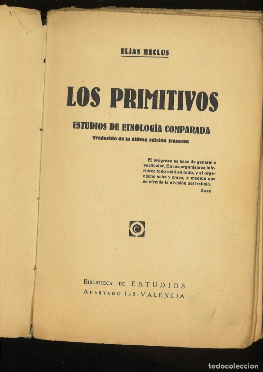 Libros antiguos: LOS PRIMITIVOS. Elias Reclus - Foto 3