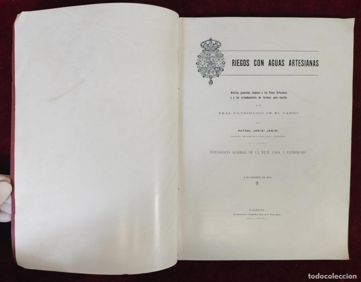 Libros antiguos: RIEGOS CON AGUAS ARTESIANAS. RAFAEL JANINI JANINI. HIJOS DE F. VIVES, VALENCIA. 1918