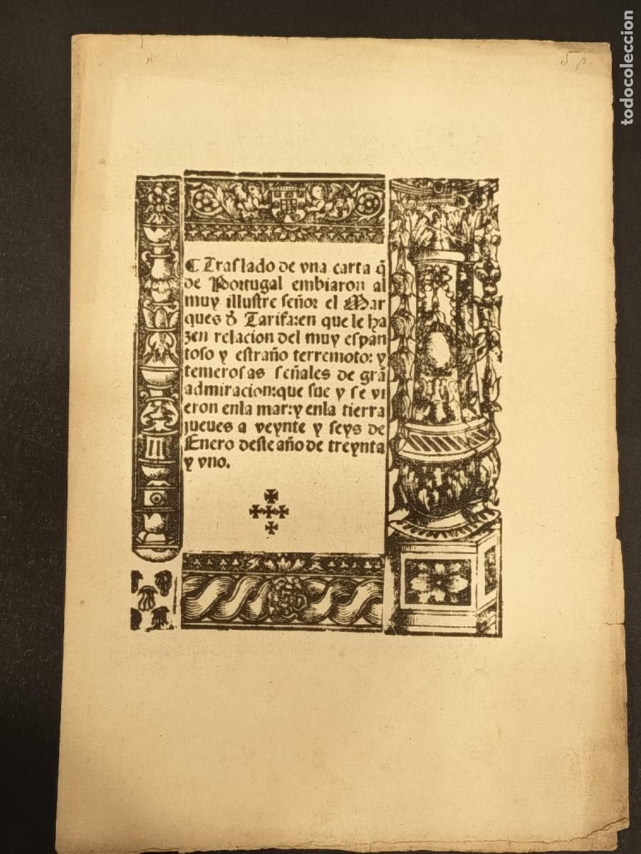 Libros antiguos: Traslado carta que de Portugal enviaron al se&ntilde;or marqu&eacute;s de tarifa Facs&iacute;mil edici&oacute;n g&oacute;tica de 1531