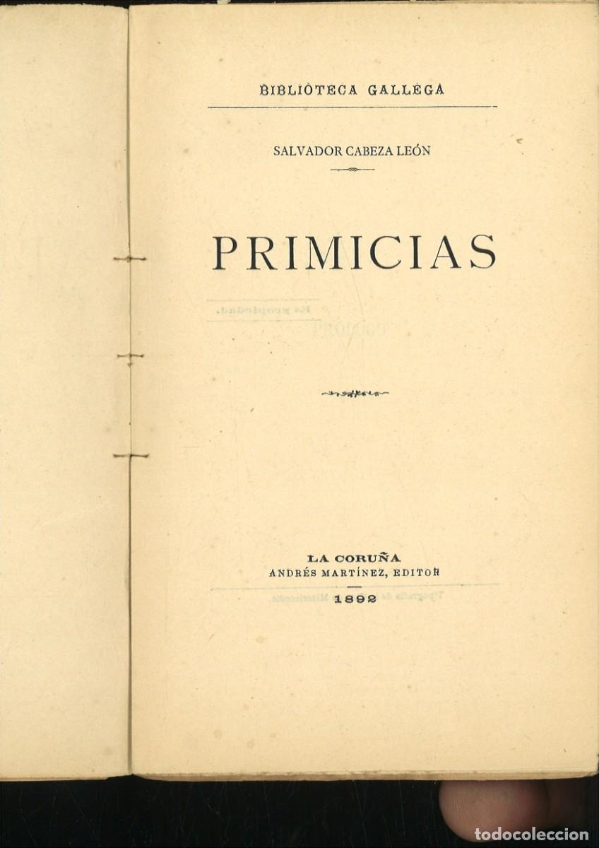 Libros antiguos: PRMICIAS. Salvador Cabeza Le&oacute;n - Foto 2