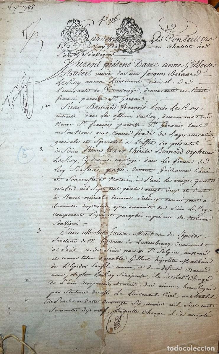 Libros antiguos: PARDEVANT les Conseillers du Roy, Notaires au Ch&acirc;telet de Paris... / M. de L'Espidor. Acte de Notor