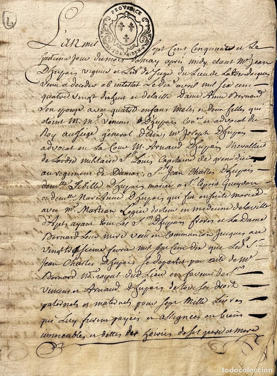 Libros antiguos: POURMAR&Iacute;N. Accord transaction et partage entre Srs Jean, Bernardin, et Antoine Dujardin freres...