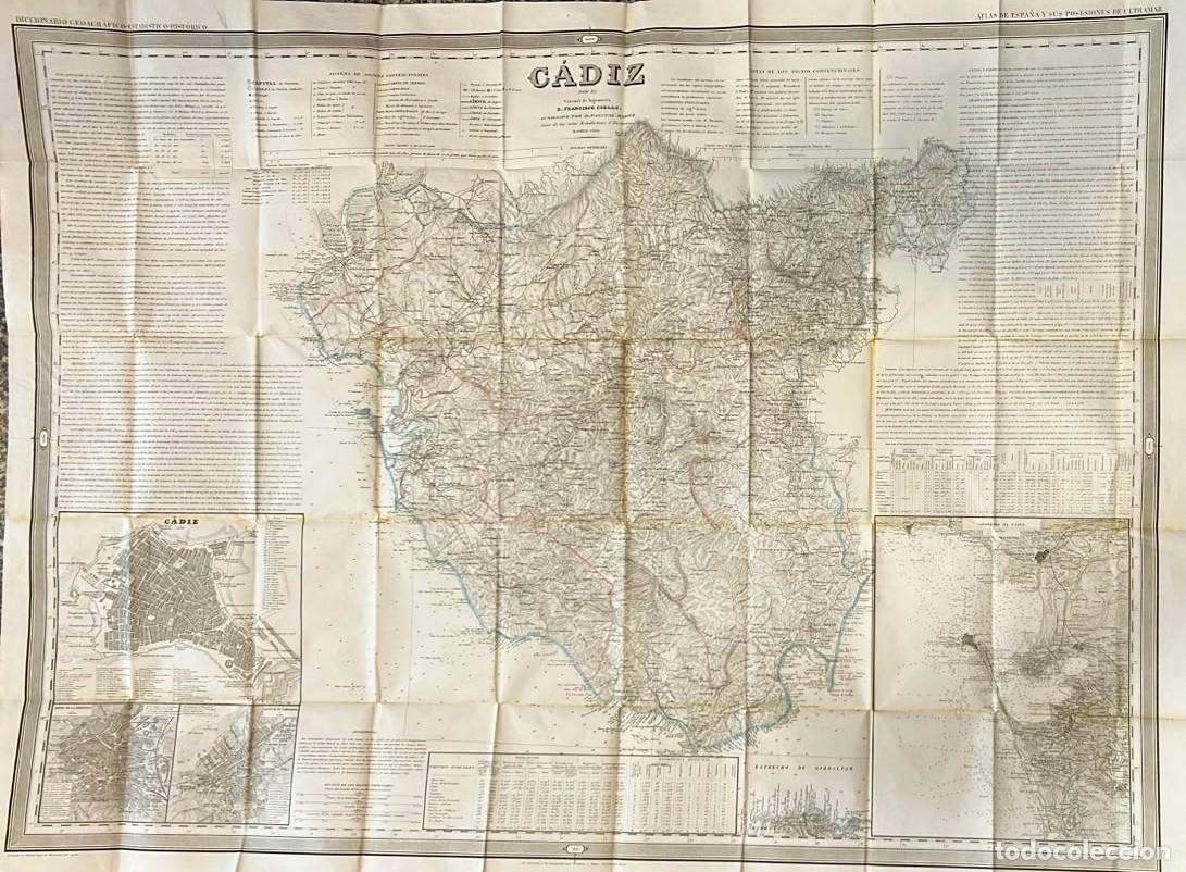 Libros antiguos: COELLO, Francisco. Atlas de Espa&ntilde;a y sus posesiones de ultramar. Provincia de C&aacute;diz.