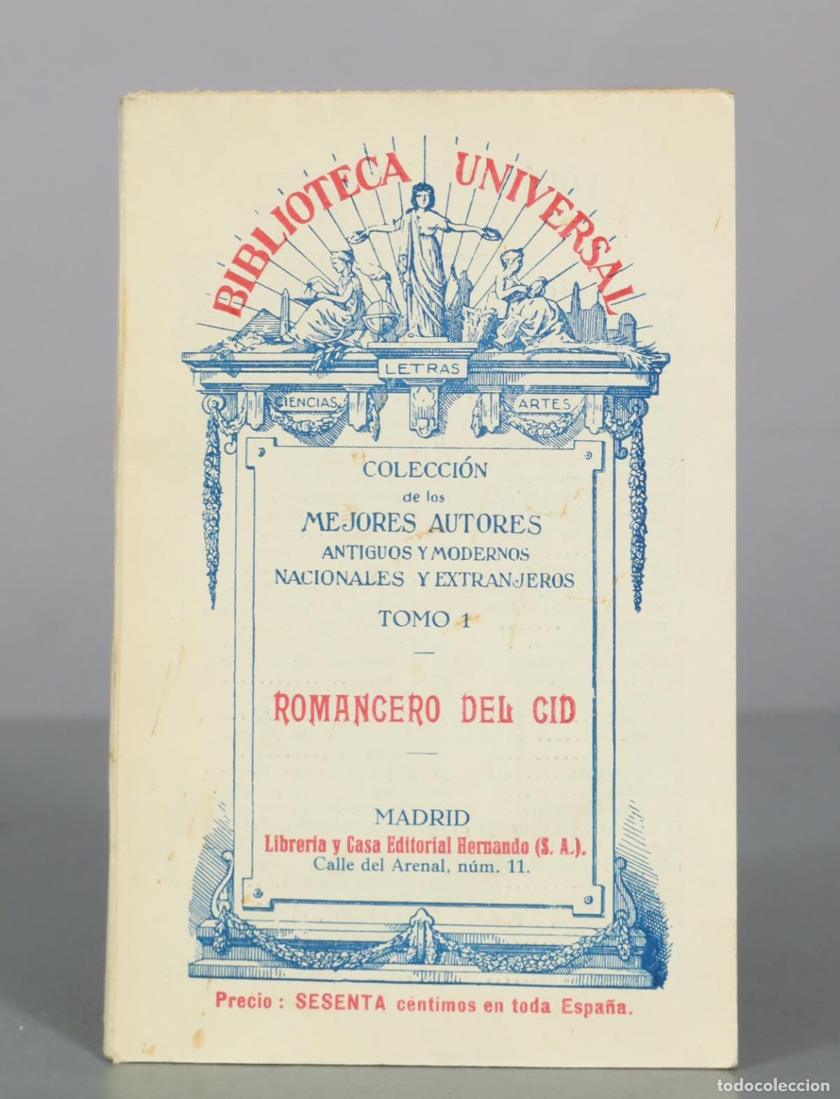 Libros antiguos: Romancero del Cid - Librer&iacute;a y Casa Editorial Hernando TOMO I