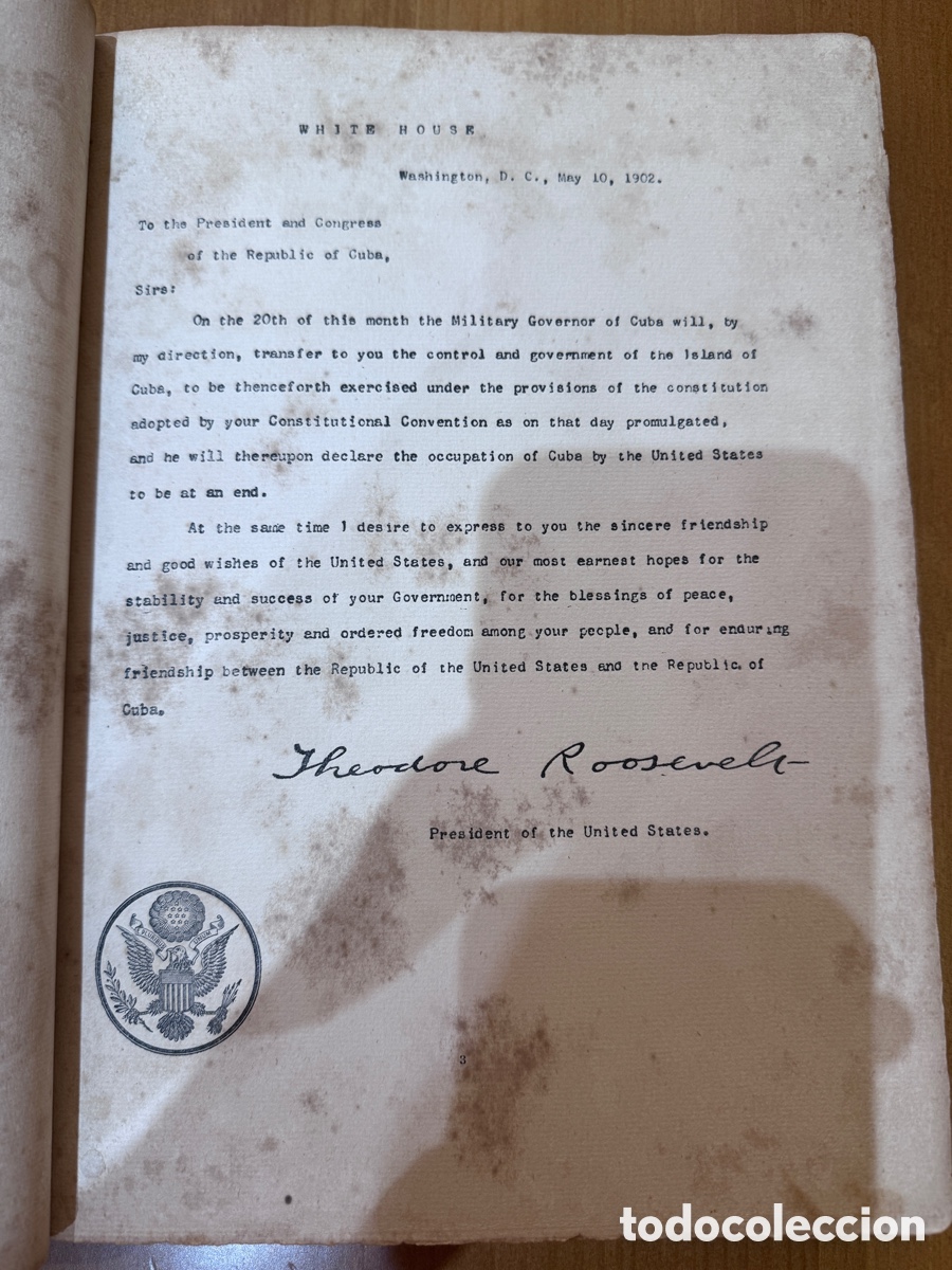 Libros antiguos: Documentos Internacionales referentes al reconocimiento de la Rep&uacute;blica de Cuba 1904 - Foto 4