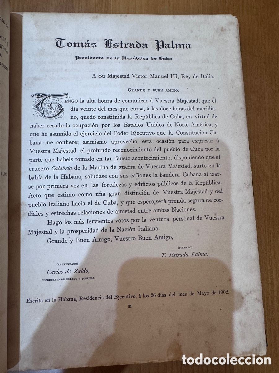 Libros antiguos: Documentos Internacionales referentes al reconocimiento de la Rep&uacute;blica de Cuba 1904 - Foto 6