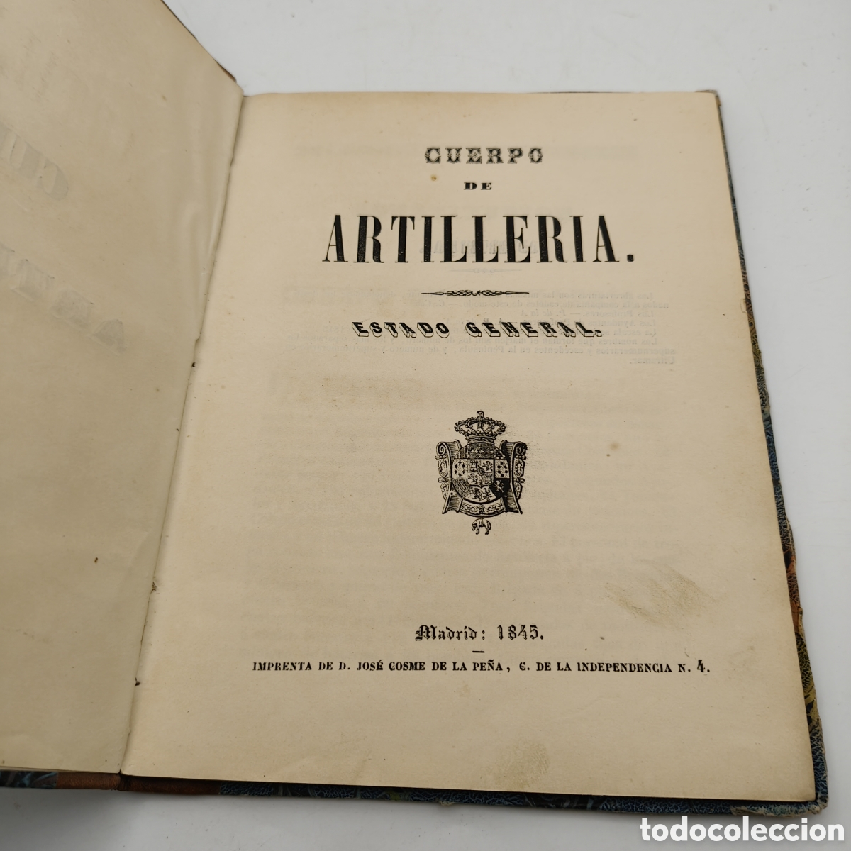Libros antiguos: Estado General del Cuerpo de Artiller&iacute;a. Madrid 1845. origen : Jos&eacute; L&eacute;rida