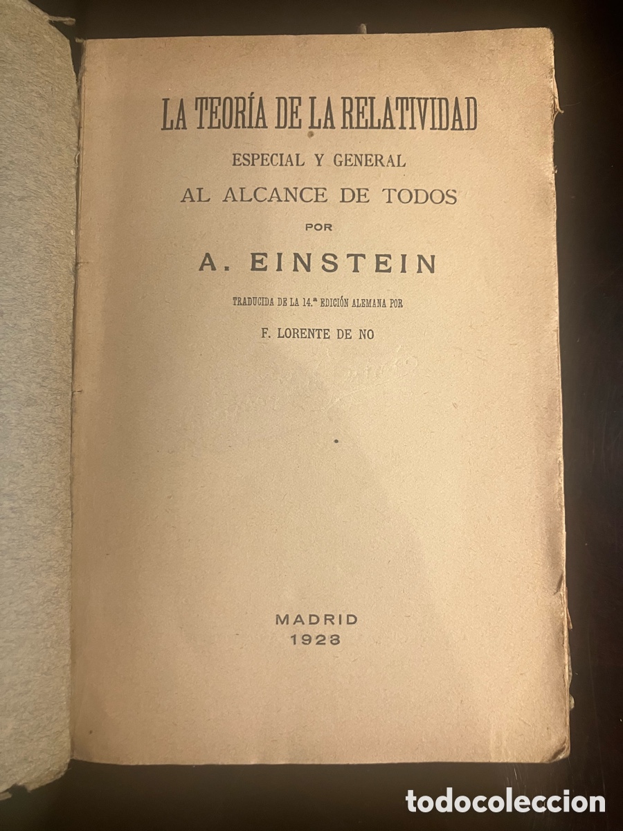 Libros antiguos: A. Einstein. Teor&iacute;a de la Relatividad, trad. Lorente de No. 1923 - Foto 2
