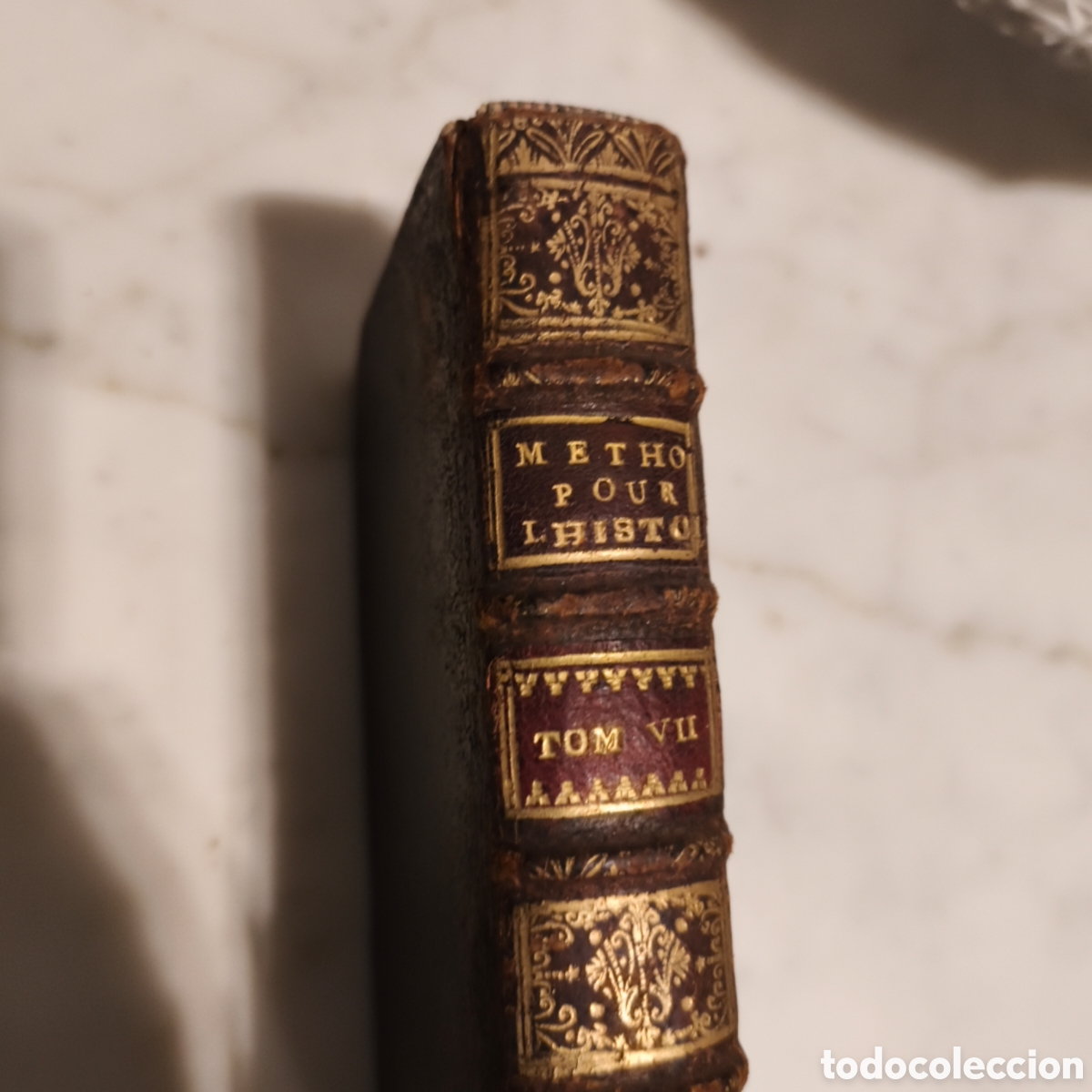 Libri antichi: Libro antiguo 1735. Tomo VII. M&Eacute;THODE POUR &Eacute;TUDIER L'HISTOIRE - Lenglet du Fresnoy. Piel y oro.