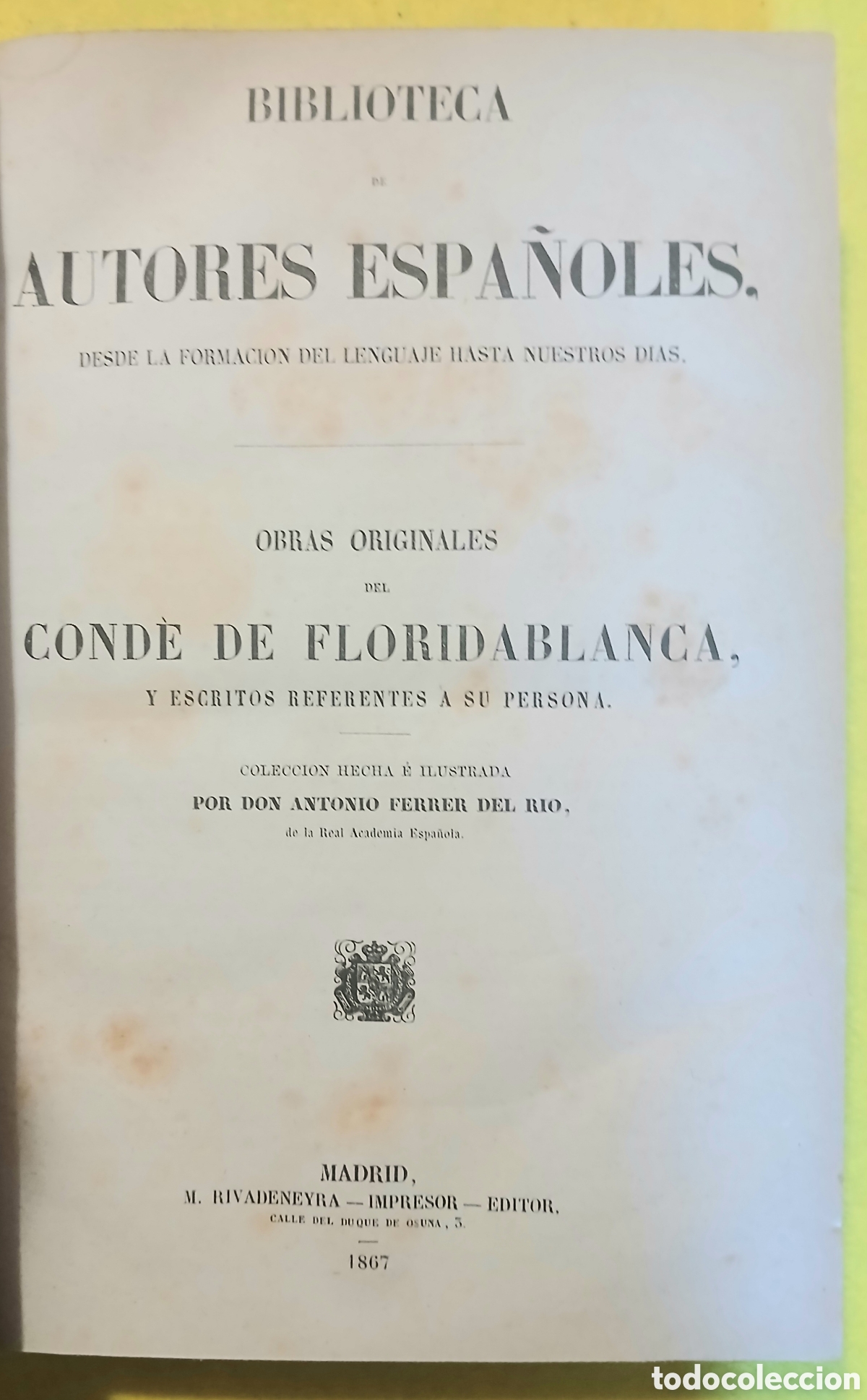 Libros antiguos: Obras originales del Conde de Floridablanca - Foto 3