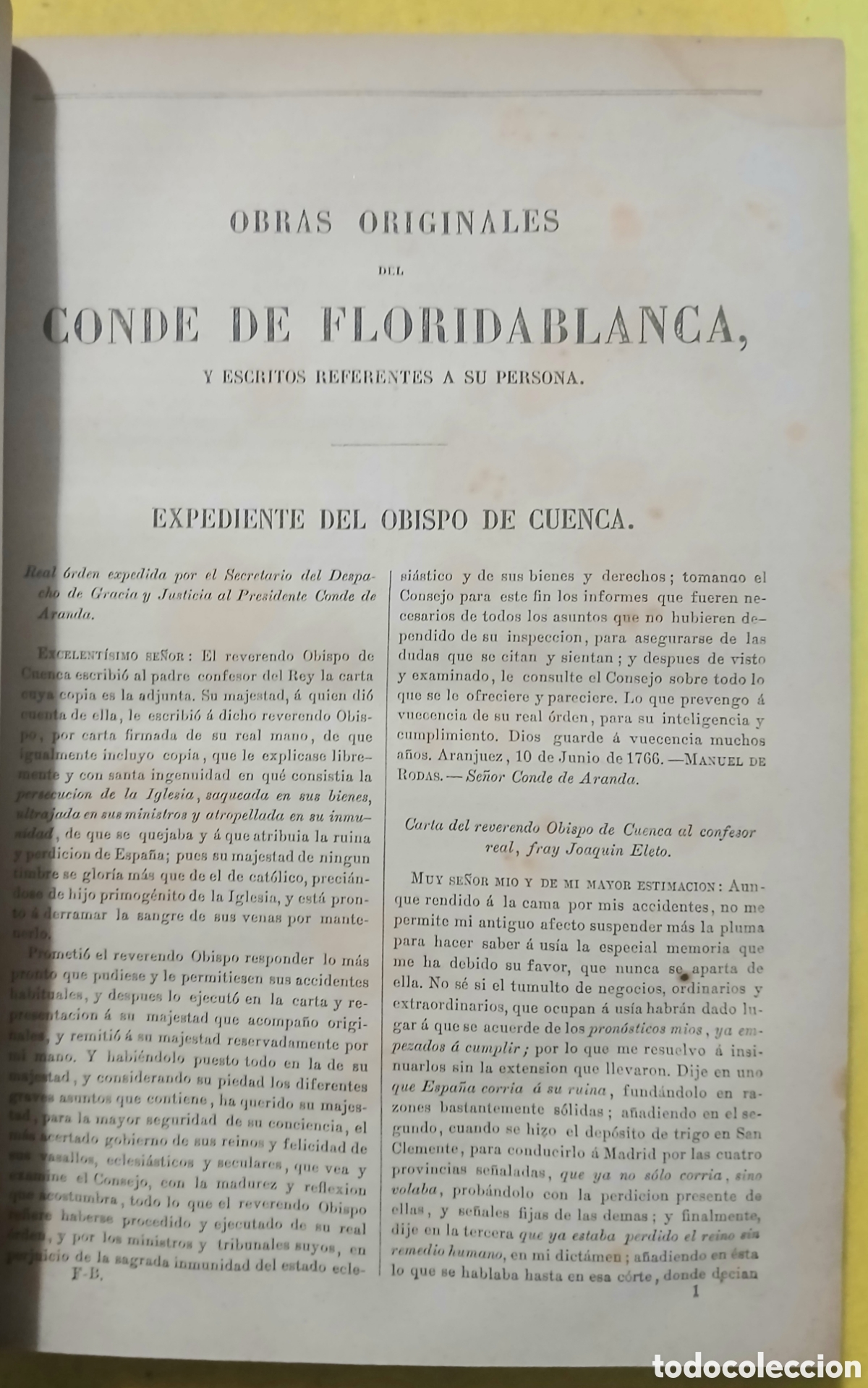 Libros antiguos: Obras originales del Conde de Floridablanca - Foto 5