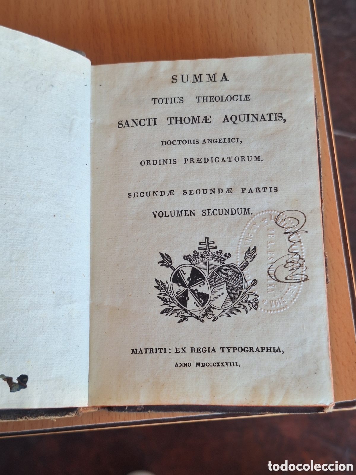 Libros antiguos: Suma Teol&oacute;gica de Santo Tom&aacute;s de Aquino, libro antiguo de teolog&iacute;a y filosof&iacute;a impreso en 1828.